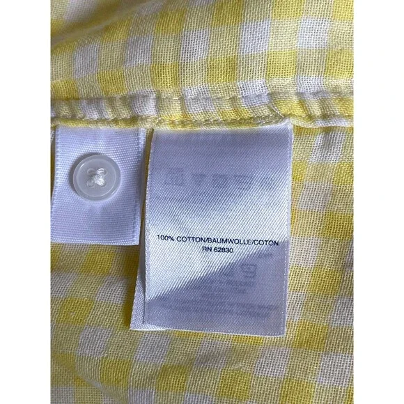 Lands End Cotton Gauze Shirt Yellow Plaid Gingham Lightweight Coastal 22W - Picture 12 of 13